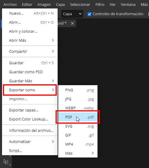 photopea exportar como pdf